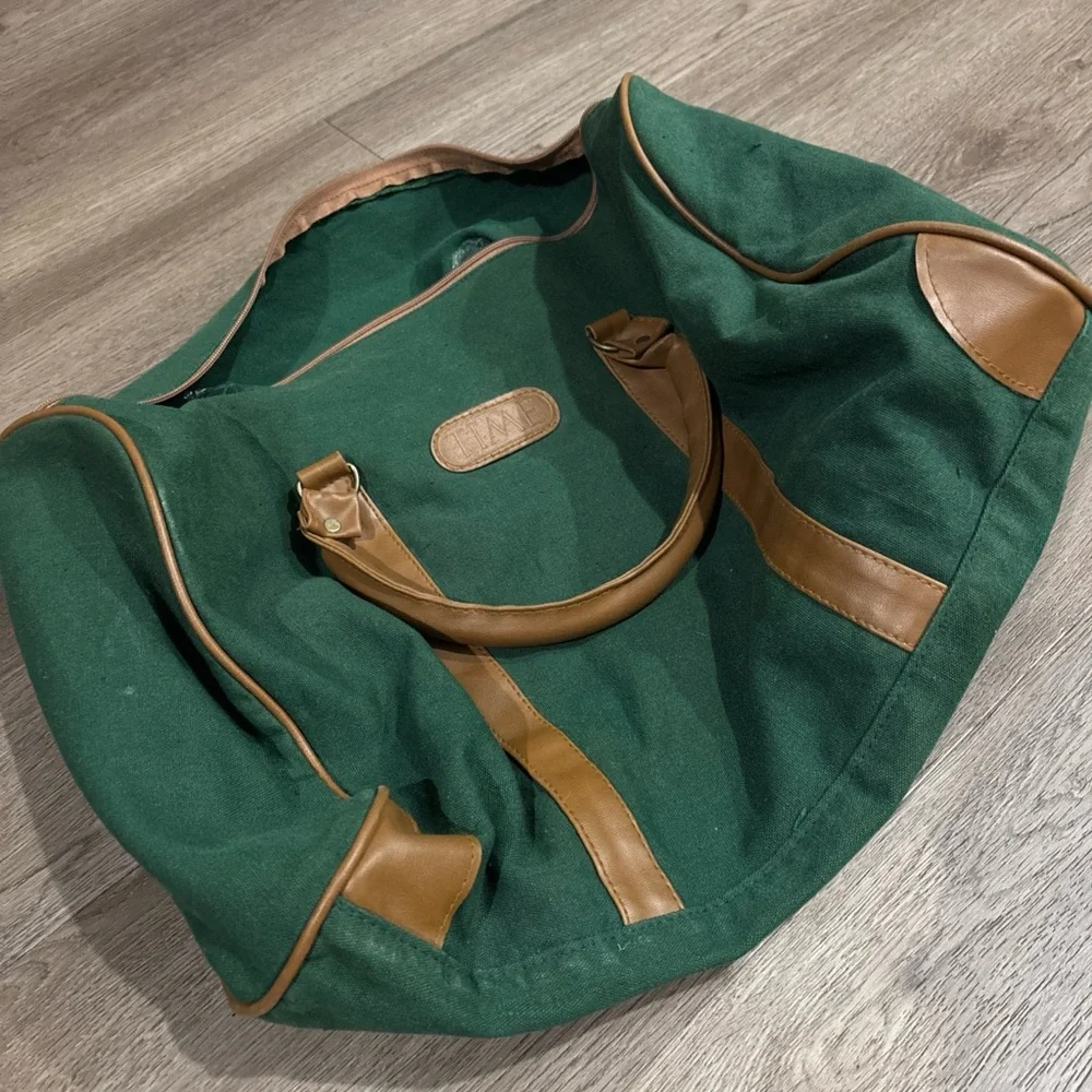 VTG Time Magazine Promotional Lightweight Canvas Zip Tote Duffle Leather Trim